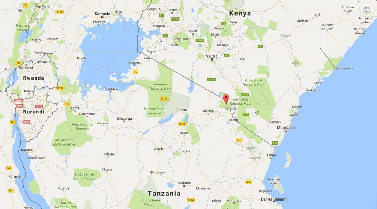 तंजानिया स्थान पर दुनिया के नक्शे