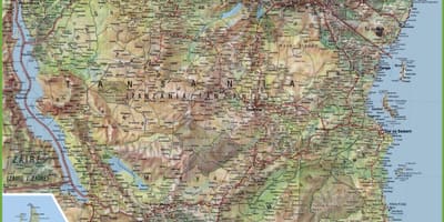 नक्शे के विस्तृत तंजानिया