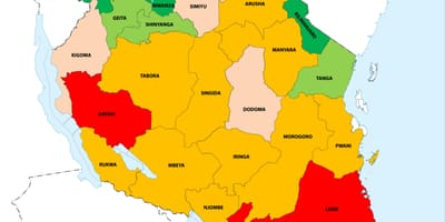 तंजानिया जनसंख्या घनत्व नक्शा