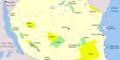 राष्ट्रीय पार्क तंजानिया में नक्शा