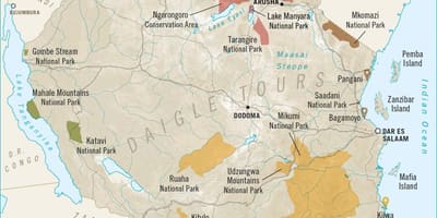 नक्शा तंजानिया के खेल भंडार
