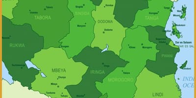 नक्शा तंजानिया के वनस्पति