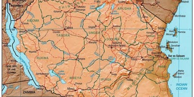 नक्शे के तंजानिया दिखा ऐतिहासिक स्थलों